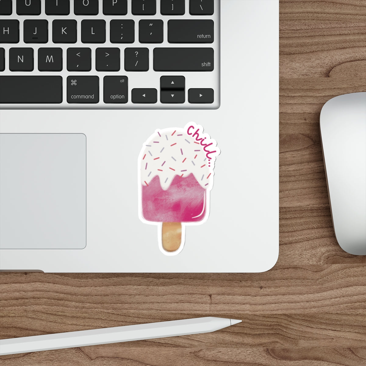 Pink Sprinkle Ice Cream Treat Indoor/Outdoor Vinyl Die-Cut Sticker