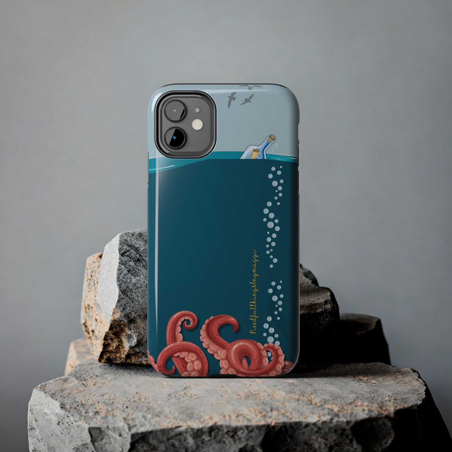 Message in a Bottle Octopus Series  iPhone (iPhone 11-15 Pro Plus Max Mini) Tough Phone Case