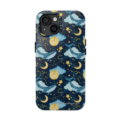 Boho Whale Cloud and Stars Series iPhone (11-15 Pro, Plus, Max, Mini) Tough Phone Case