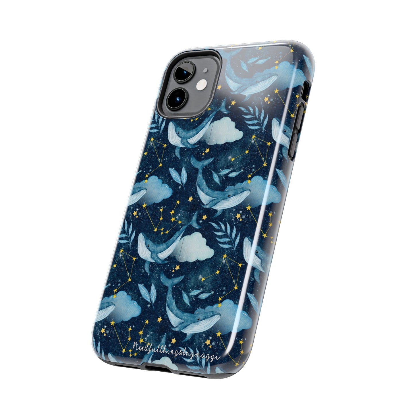 Boho Navy Whale Cloud and Stars Series iPhone (11-15 Pro, Plus, Max, Mini) Tough Case