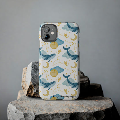 Boho Whale Cloud and Stars Series iPhone (11-15 Pro, Plus, Max, Mini) Tough Case