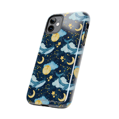 Boho Whale Cloud and Stars Series iPhone (11-15 Pro, Plus, Max, Mini) Tough Phone Case