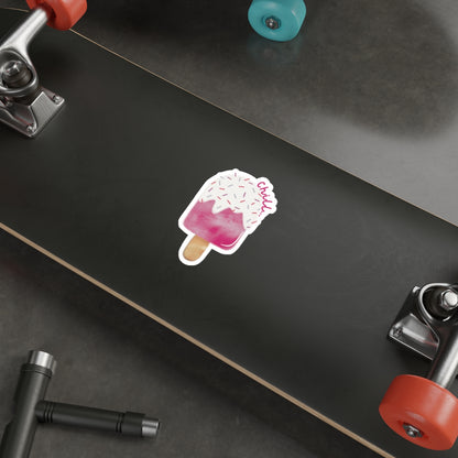 Pink Sprinkle Ice Cream Treat Indoor/Outdoor Vinyl Die-Cut Sticker