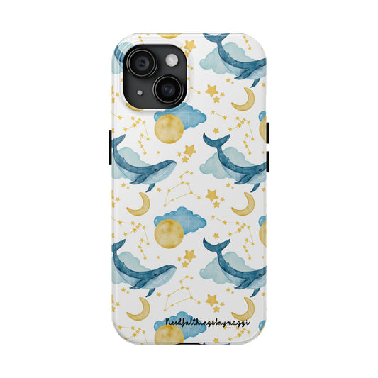 Boho Whale Cloud and Stars Series iPhone (11-15 Pro, Plus, Max, Mini) Tough Case