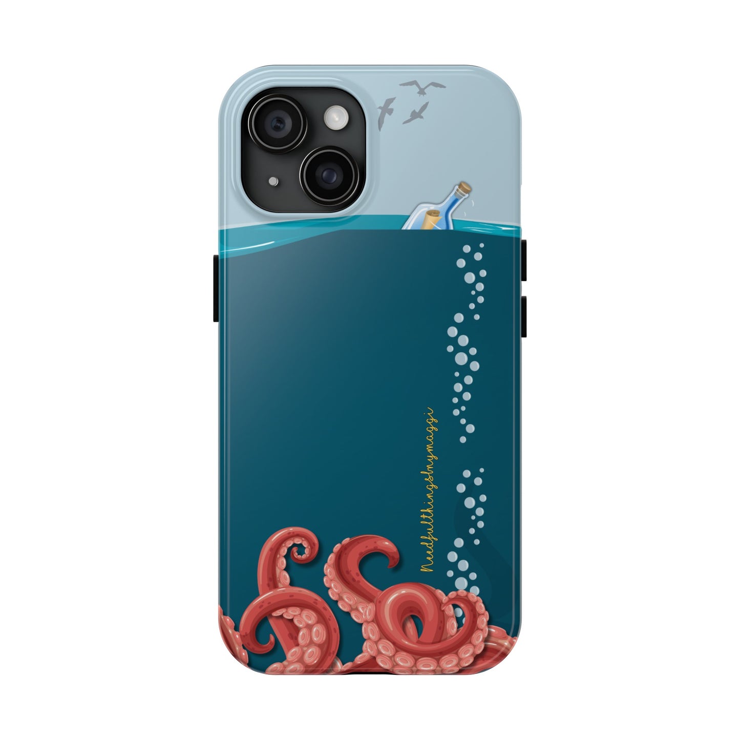 Message in a Bottle Octopus Series  iPhone (iPhone 11-15 Pro Plus Max Mini) Tough Phone Case