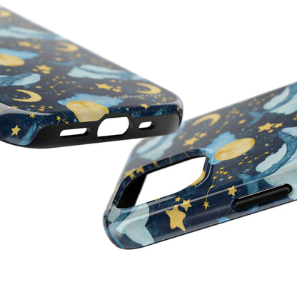 Boho Whale Cloud and Stars Series iPhone (11-15 Pro, Plus, Max, Mini) Tough Phone Case