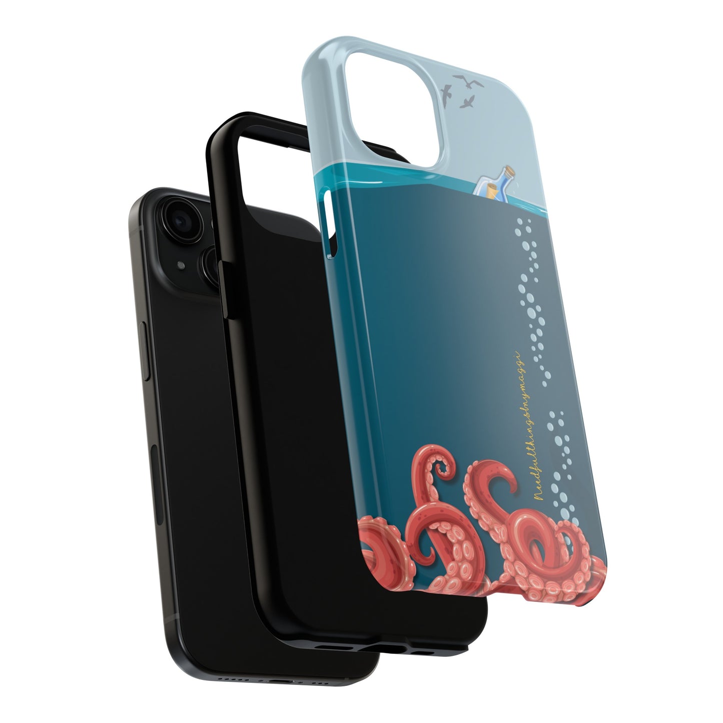 Message in a Bottle Octopus Series  iPhone (iPhone 11-15 Pro Plus Max Mini) Tough Phone Case