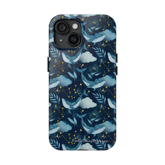 Boho Navy Whale Cloud and Stars Series iPhone (11-15 Pro, Plus, Max, Mini) Tough Case