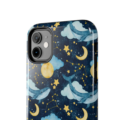 Boho Whale Cloud and Stars Series iPhone (11-15 Pro, Plus, Max, Mini) Tough Phone Case