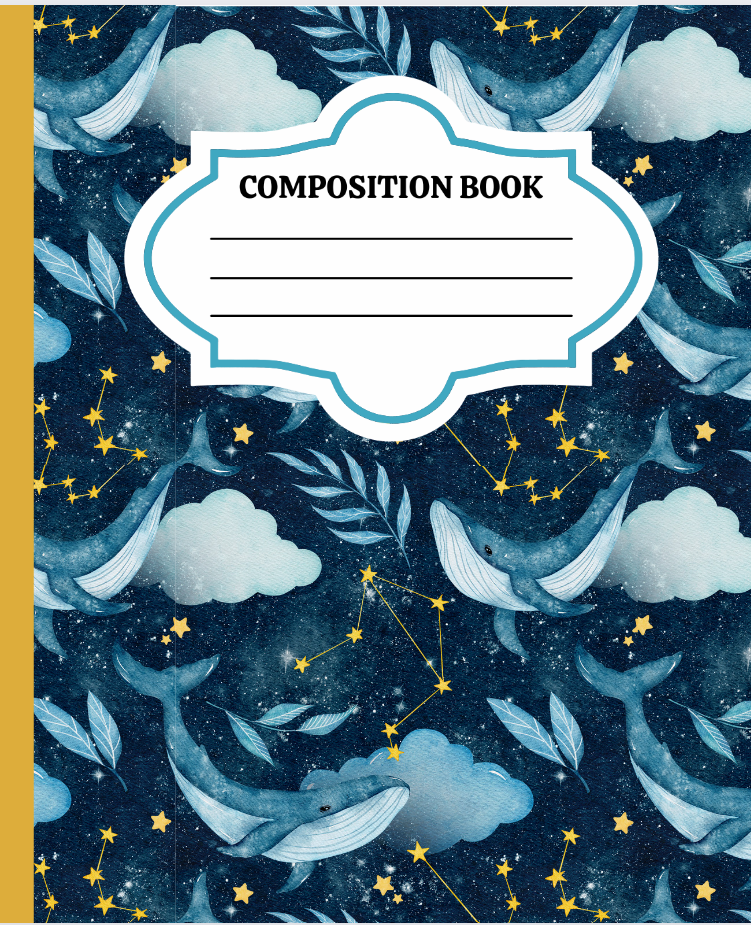 Stars Cloud Whale Composition Notebook